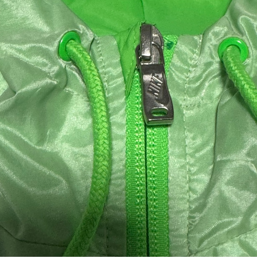 Nike Lime Green and Silver Hooded Jacket windbreaker Y2K XL - Picture 8 of 13